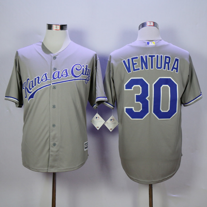 Men Kansas City Royals 30 Ventura Grey MLB Jerseys